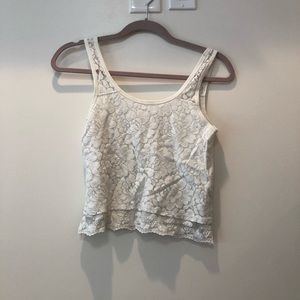 White floral lace tank top